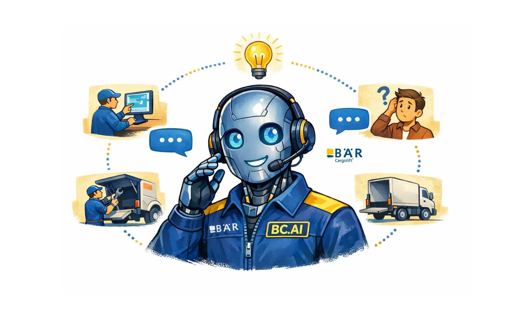 Bildliche Darstellung des KI-gestützten Telefon-Assistenten BC.AI